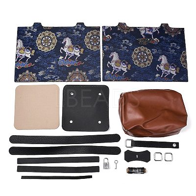 DIY Chinese Print PU Leather Handbag Making Kits FB-CBA9065-04-1