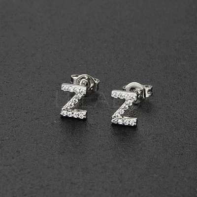 Brass Micro Pave Clear Cubic Zirconia Stud Earrings FS-WGC2F12-26-1