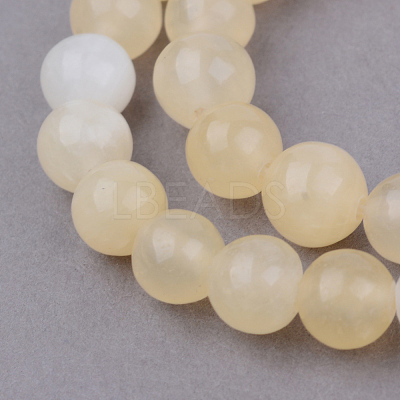 Natural Yellow Jade Beads Strands X-G-Q462-8mm-36-1