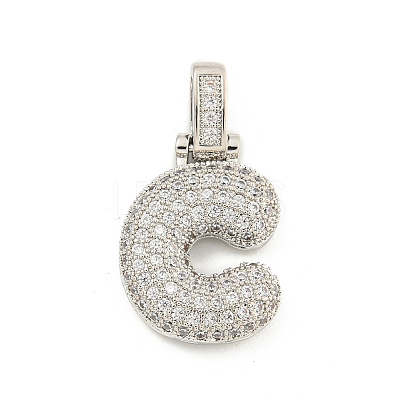 Brass Micro Pave Clear Cubic Zirconia Pendants KK-B099-01P-C-1