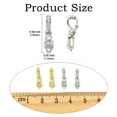 4Pcs 2 Colors Brass Micro Pave Clear Cubic Zirconia Fold Over Clasps KK-CJ0004-37-1