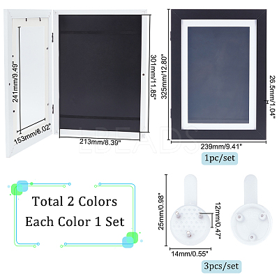 2 Sets 2 Colors Rectangle Wood Photo Frames with Hanging Hook DIY-GA0005-70-1