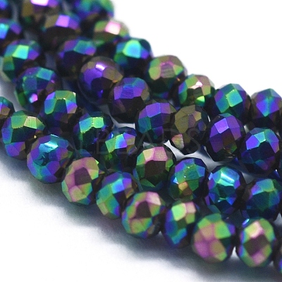 Electroplate Glass Beads Strands GLAA-F079-A-FP07-1