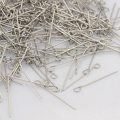 Tarnish Resistant 201 Stainless Steel Eye Pin STAS-N017-01-0.6x40mm-1