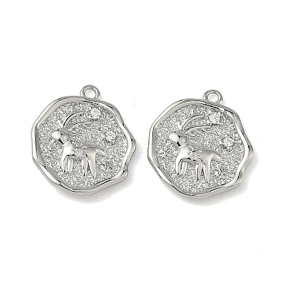 Christmas Brass Micro Pave Clear Cubic Zirconia Pendants KK-A280-03B-P-1
