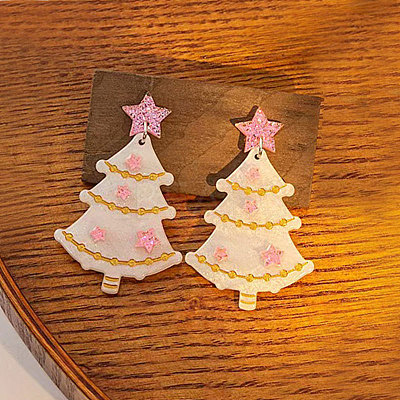 Christmas Acrylic Dangle Stud Earrings FS-WGF523C-10-1