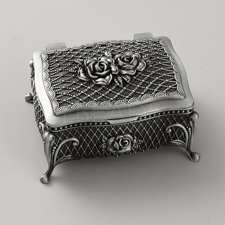 Retro Embossed Flower Alloy Jewelry Storage Decorative Boxes CON-WH20008-27A-1