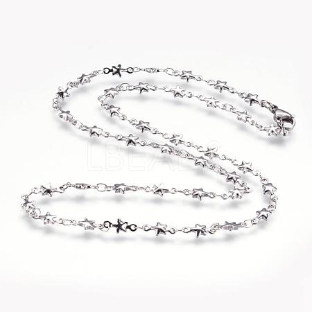 Non-Tarnish 304 Stainless Steel Chain Necklaces STAS-P164-26P-1