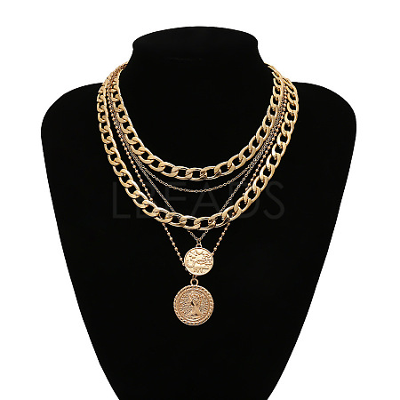 Alloy Disc Pendant Multi Layered Necklaces for Women FS-WGAC560-03-1