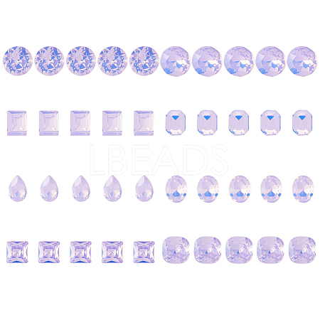 40Pcs 8 Styles K9 Glass Rhinestone Cabochons MRMJ-DC0001-02-1