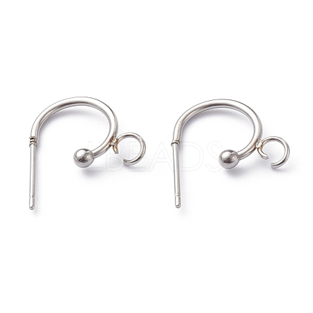 304 Stainless Steel Half Hoop Earrings STAS-Z028-B02-P-1