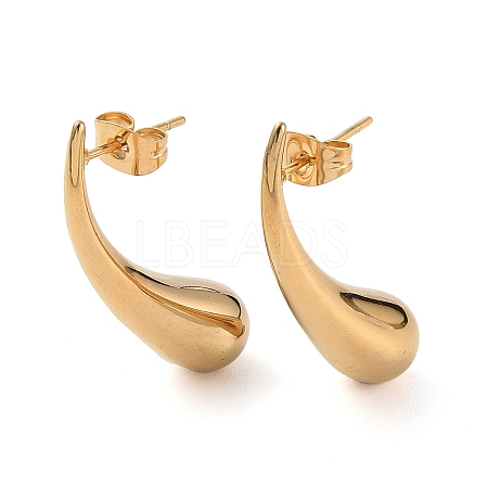 Ion Plating(IP) 304 Stainless Steel Teardrop Stud Earrings for Women EJEW-A104-14G-1