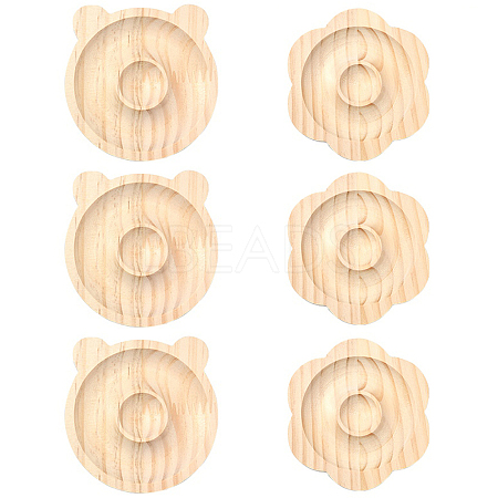 2Pcs 2 Styles Beech Wooden Bangle & Bracelet & Finger Ring & Beads Display Holder Tray AJEW-YW0001-26-1