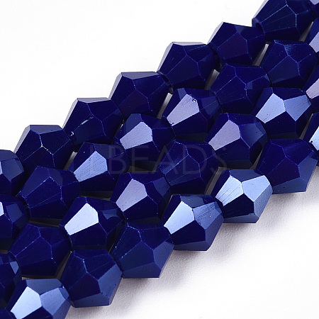 Opaque Solid Color Electroplate Glass Beads Strands EGLA-A039-P6mm-A10-1