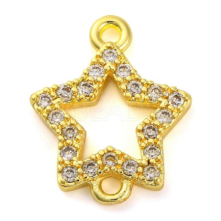 Brass Micro Pave Clear Cubic Zirconia Star Links Connector Charms KK-A230-03B-G-1