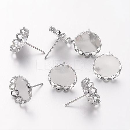 Brass Stud Earring Settings KK-I003-P-NF-1