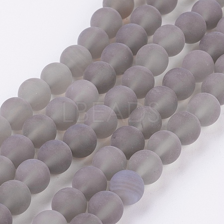 Natural Grey Agate Bead Strands X-G-H055-8mm-1