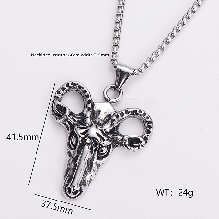 Gothic 316 Surgical Stainless Steel Pendant Box Chain Necklaces for Men ZF3615-11-1