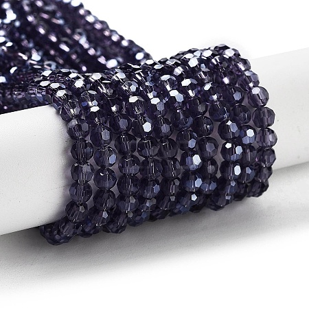 Electroplate Transparent Glass Beads Strands EGLA-A035-T4mm-A15-1