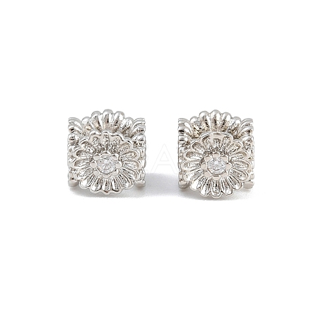Brass Micro Pave Clear Cubic Zirconia Beads CU-CBA6A75-34P-1