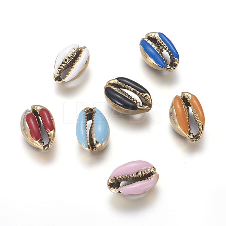 Electroplated Cowrie Shell Beads X-BSHE-G019-01G-1
