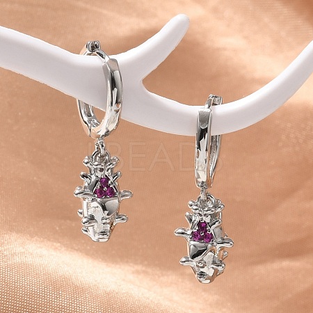 Brass Cubic Zirconia Hoop Earrings EJEW-Q015-01P-A-1