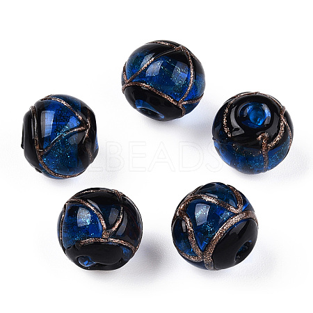 Handmade Gold Sand Lampwork Beads LAMP-T019-14mm-05-1