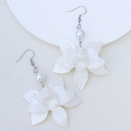 Bohemian Style Petal Patchwork Acrylic Flower Earrings with Water Ripple Design HF8489-3-1