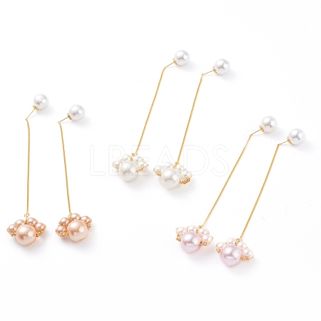 Glass Pearl Dangle Earrings EJEW-JE03771-1