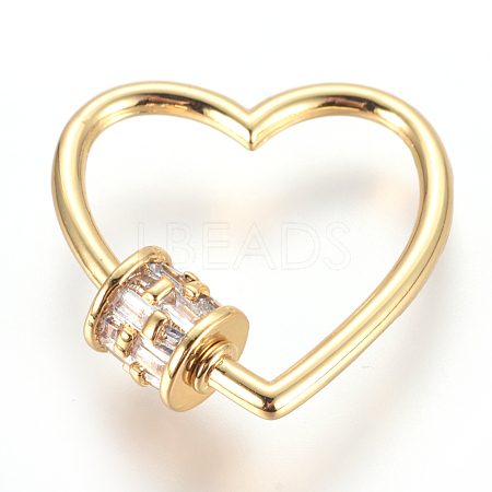 Brass Micro Pave Cubic Zirconia Screw Carabiner Lock Charms ZIRC-F105-17G-1