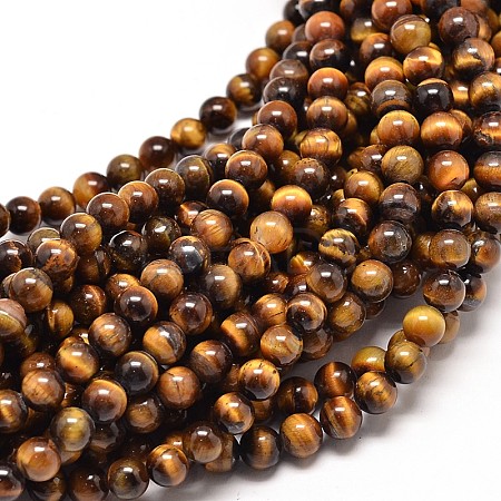 Natural Tiger Eye Round Bead Strands X-G-P072-33-8mm-1