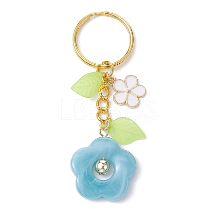 Flower Acrylic Imitation Gemstone Pendant Keychain KEYC-JKC00692-01-1