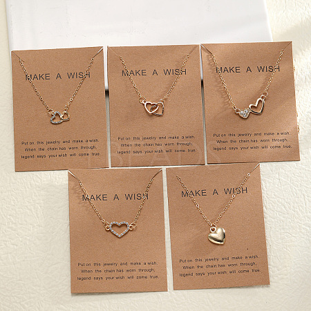 5Pcs Alloy Pendant Layered Chain Necklaces for Women WGC39CD-06-1
