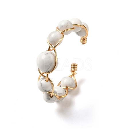 Adjustable Natural Howlite with Brass Rings G-B075-01G-06-1