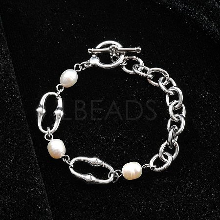Stainless Steel Cable Chains Link Bracelets BJEW-F485-02P-1