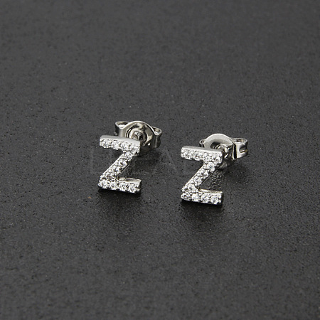 Brass Micro Pave Clear Cubic Zirconia Stud Earrings FS-WGC2F12-26-1