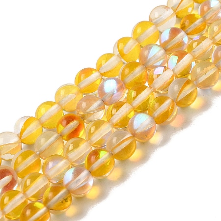Synthetic Moonstone Beads Strands G-P528-J01-11-1