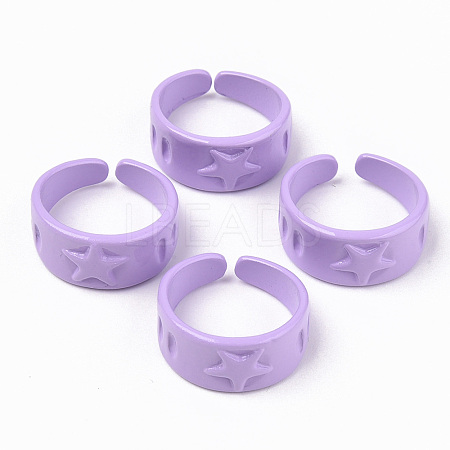 Spray Painted Alloy Cuff Rings RJEW-T011-30C-RS-1