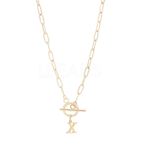 304 Stainless Steel Letter Pendant Necklaces NJEW-LP0001-52X-G-1