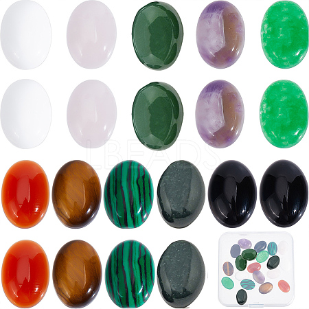 SUNNYCLUE 20Pcs 10 Style Natural & Synthetic Mixed Gemstone Cabochons Kit G-SC0002-32-1