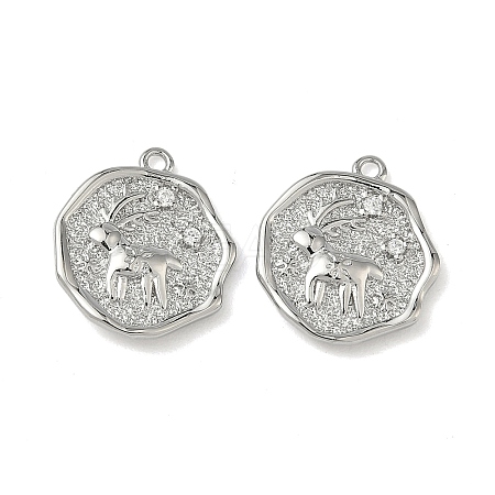 Christmas Brass Micro Pave Clear Cubic Zirconia Pendants KK-A280-03B-P-1