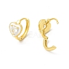 Enamel Heart Hoop Earrings with Clear Cubic Zirconia EJEW-E270-03G-3