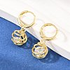 Hollow Oval Brass Clear Cubic Zirconia Leverback Earrings EJEW-H182-04B-G-1