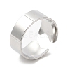 304 Stainless Steel Plain Open Cuff Ring for Women RJEW-M149-22P-3