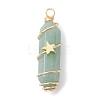 3Pcs 3 Styles Natural Green Aventurine Copper Wire Wrapped Pointed Pendants PALLOY-JF02460-04-2