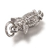 Brass Micro Pave Clear Cubic Zirconia Charms ZIRC-B002-54P-3