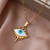 Vintage 304 Stainless Steel Enamel Evil Eye Pendant Necklaces for Women LS-XZ3178-2
