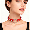 Adjustable Adjustable Gothic PU Leather Alloy Spike Rivet Heart Choker Necklaces for Women NJEW-WH20816-006P-C-5