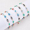 Brass Enamel Evil Eye Link Bracelets BJEW-NB0001-03-4