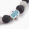 Natural Lava Rock Beads Stretch Bracelets BJEW-JB03965-01-2